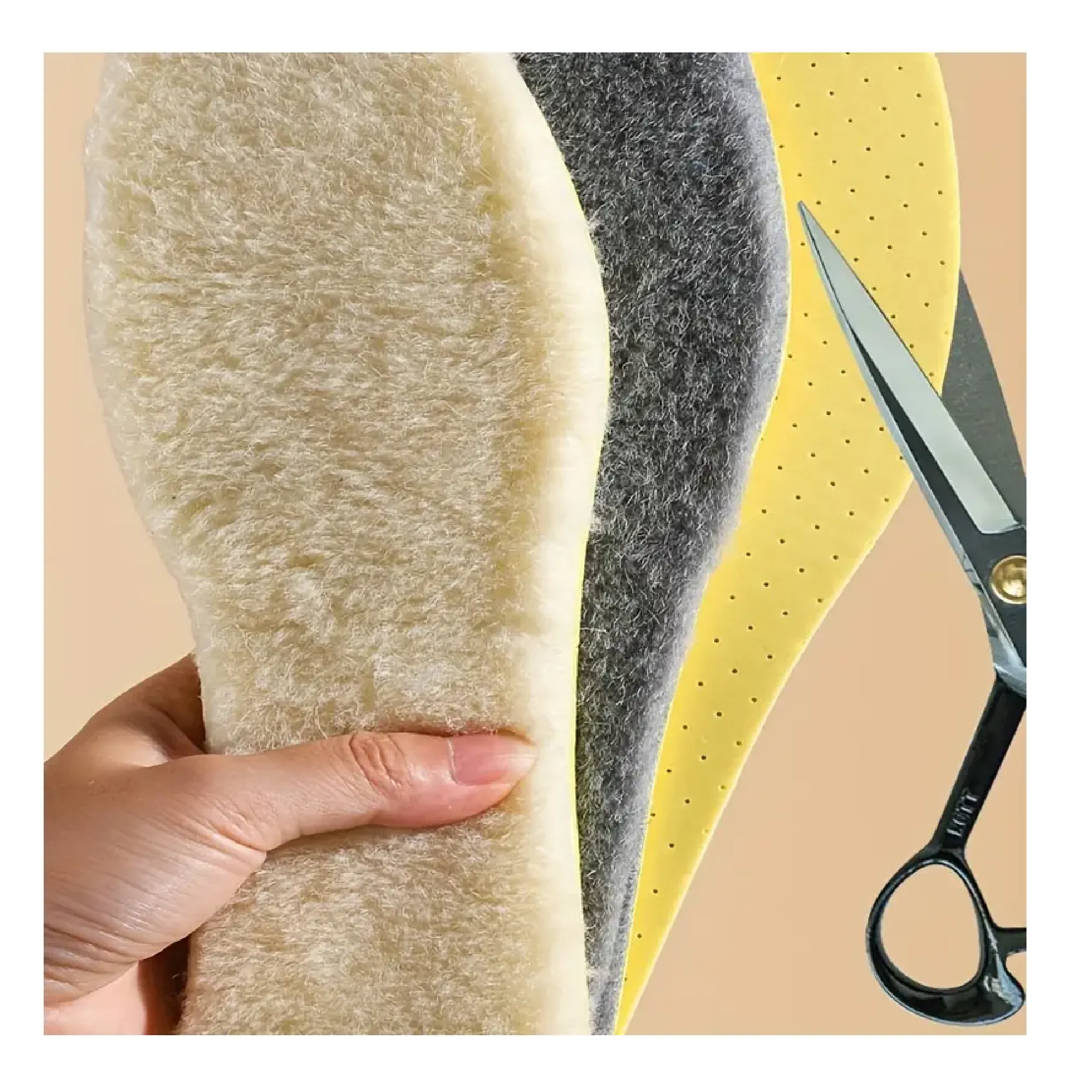 1Pair Thickened Latex Wool Warm Insoles For Winter - Breathable Anti-Odor Sweat-Absorbing Insoles