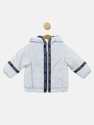 Baby Boy Mintini Black Lining Hooded Jacket - Baby Blue