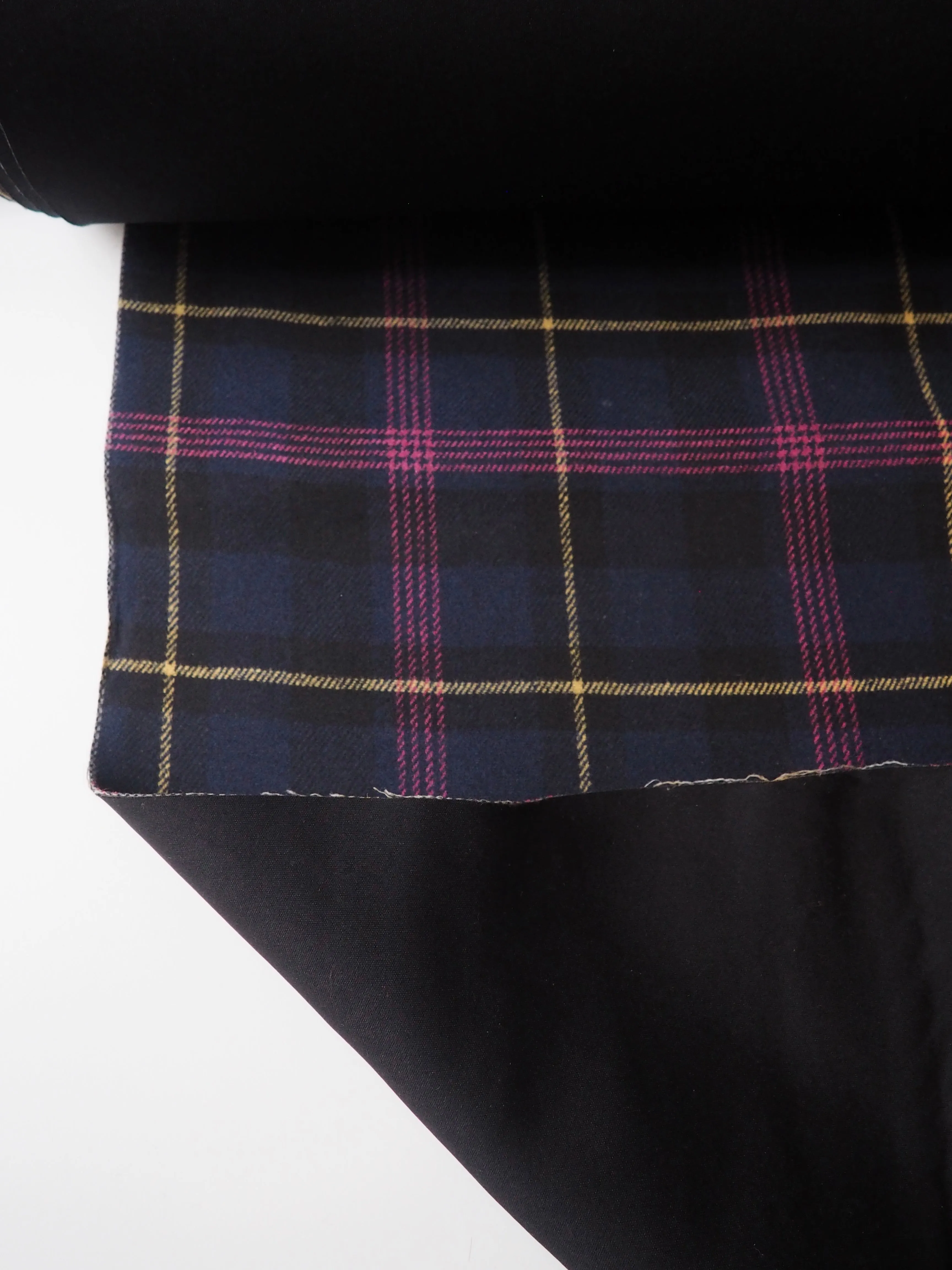 Black   Pink Wool Check Bonded Jersey