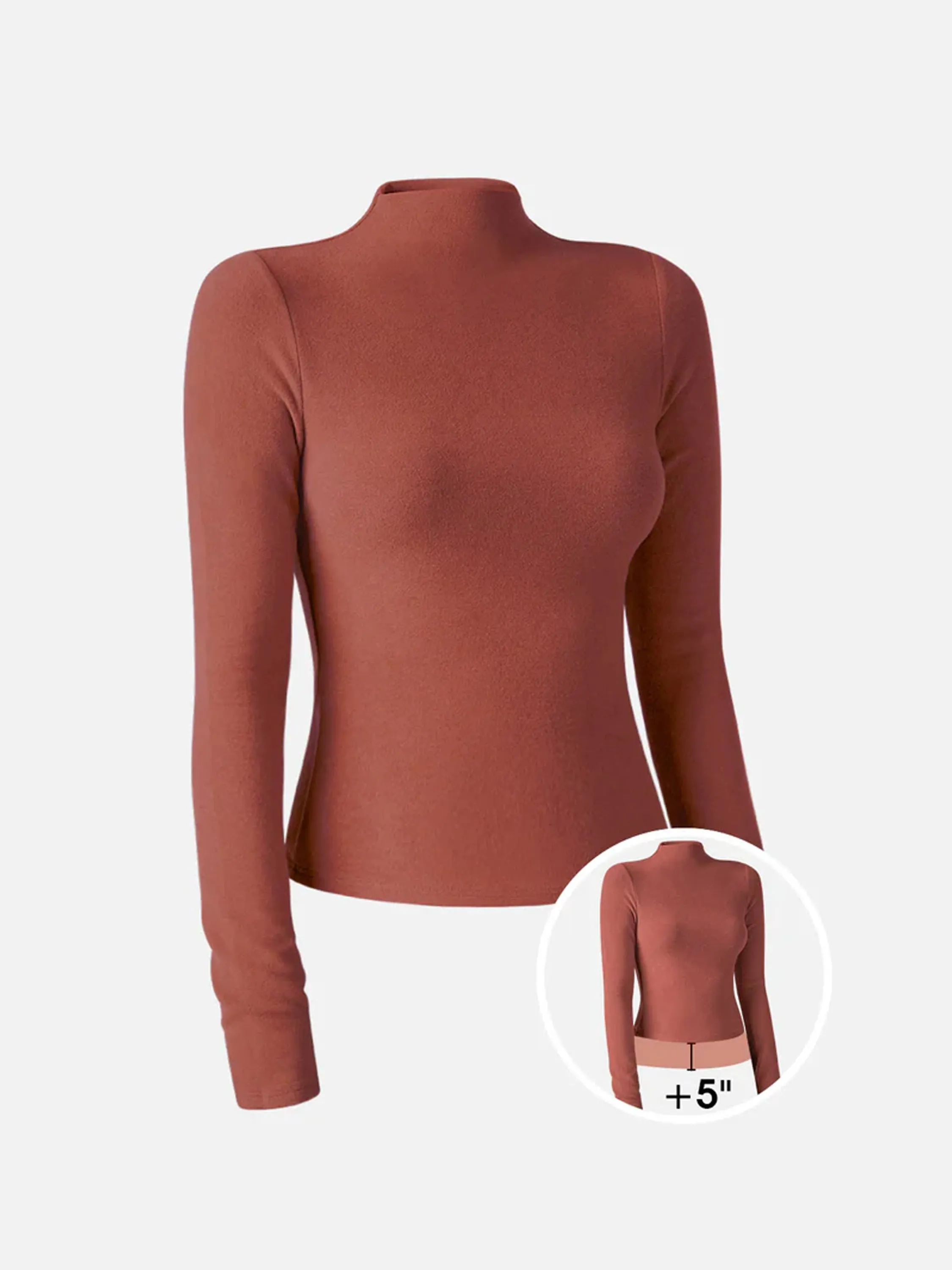 Brushed Mock Neck Top-Hip Length