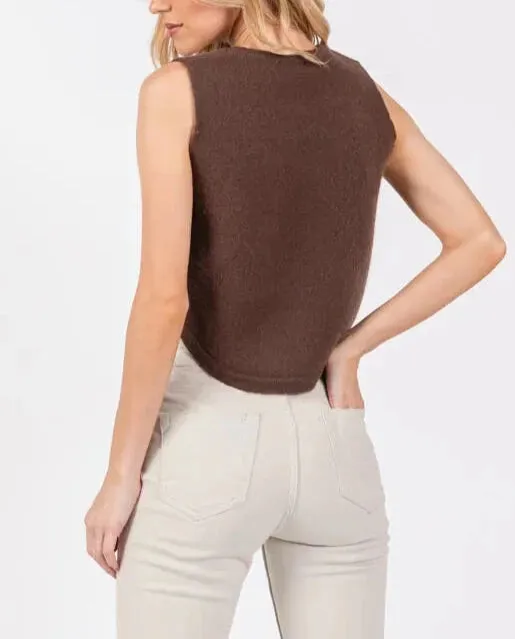 By My Side Sleeveless Button Sweater Vest (Assorted Colors)