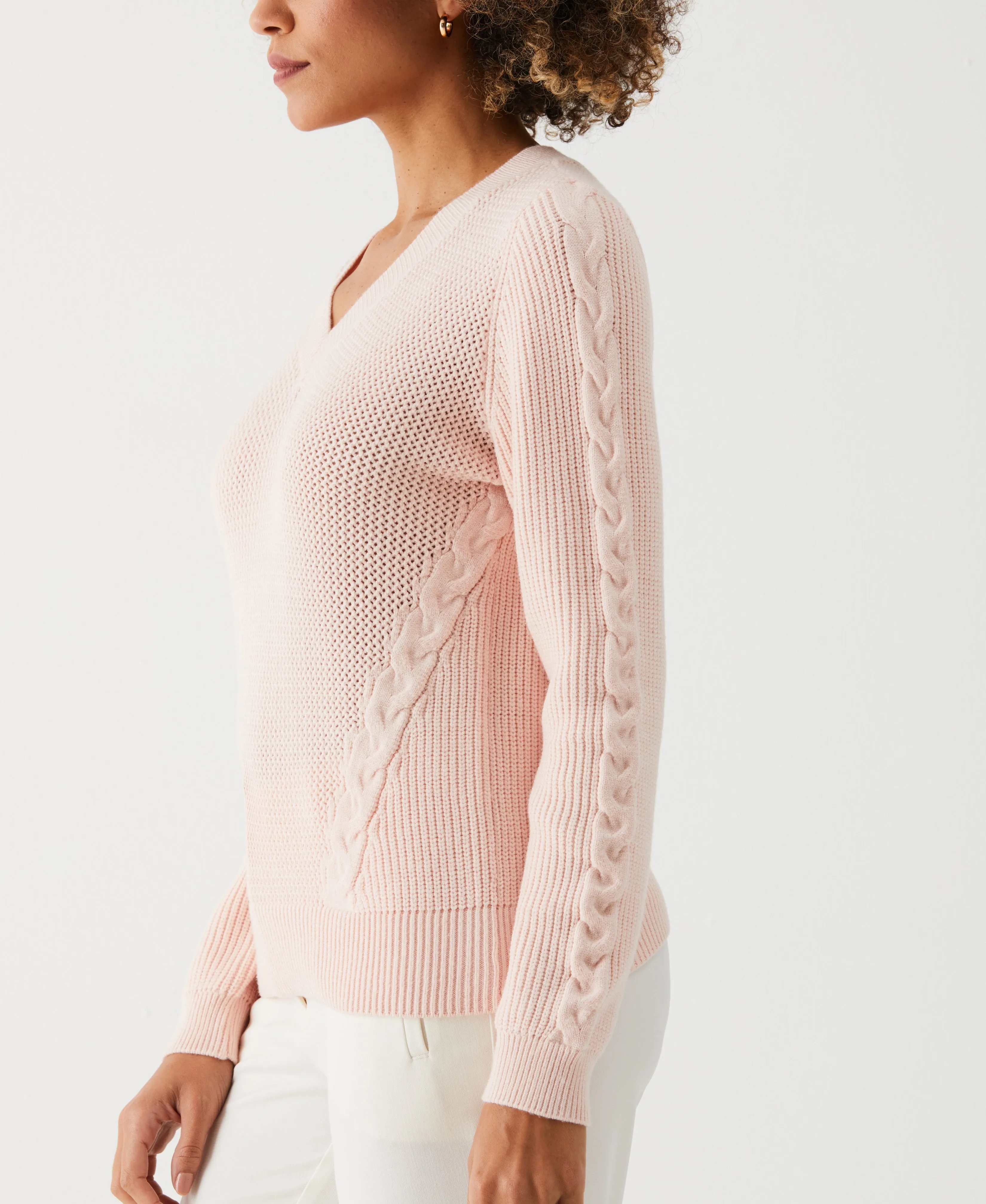 Cable Knit V-Neck Sweater