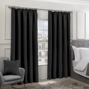 Cali Black Thermal Blackout Pencil Pleat Curtains