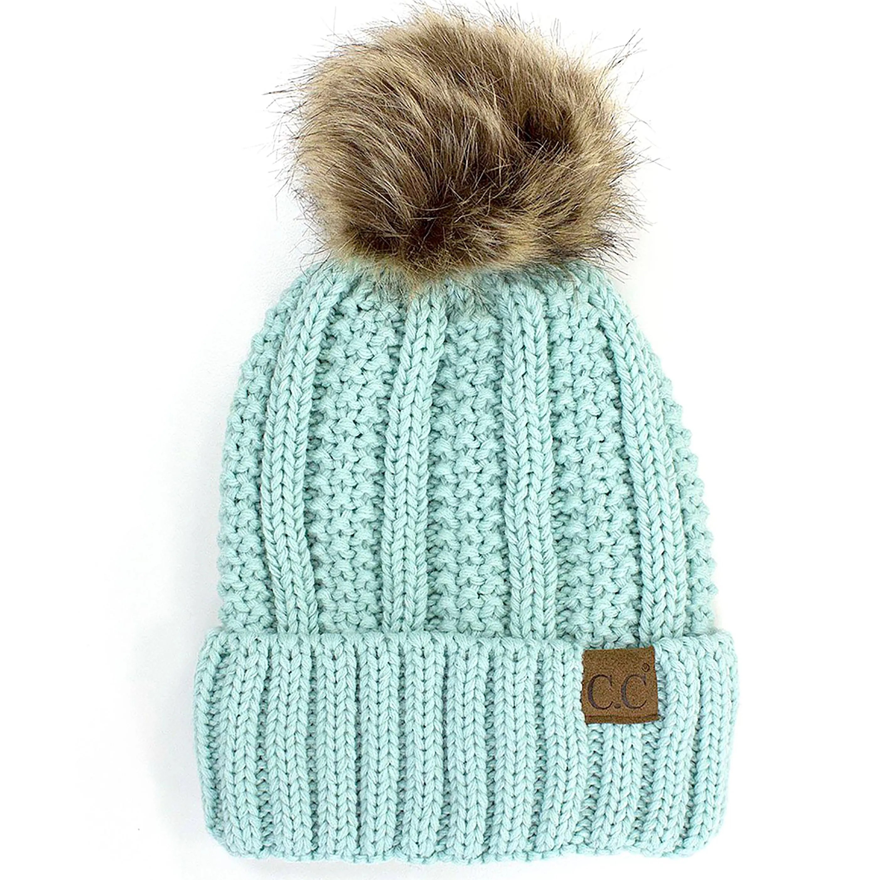 CC Fleece Lined - Cable Knit Pom Beanie