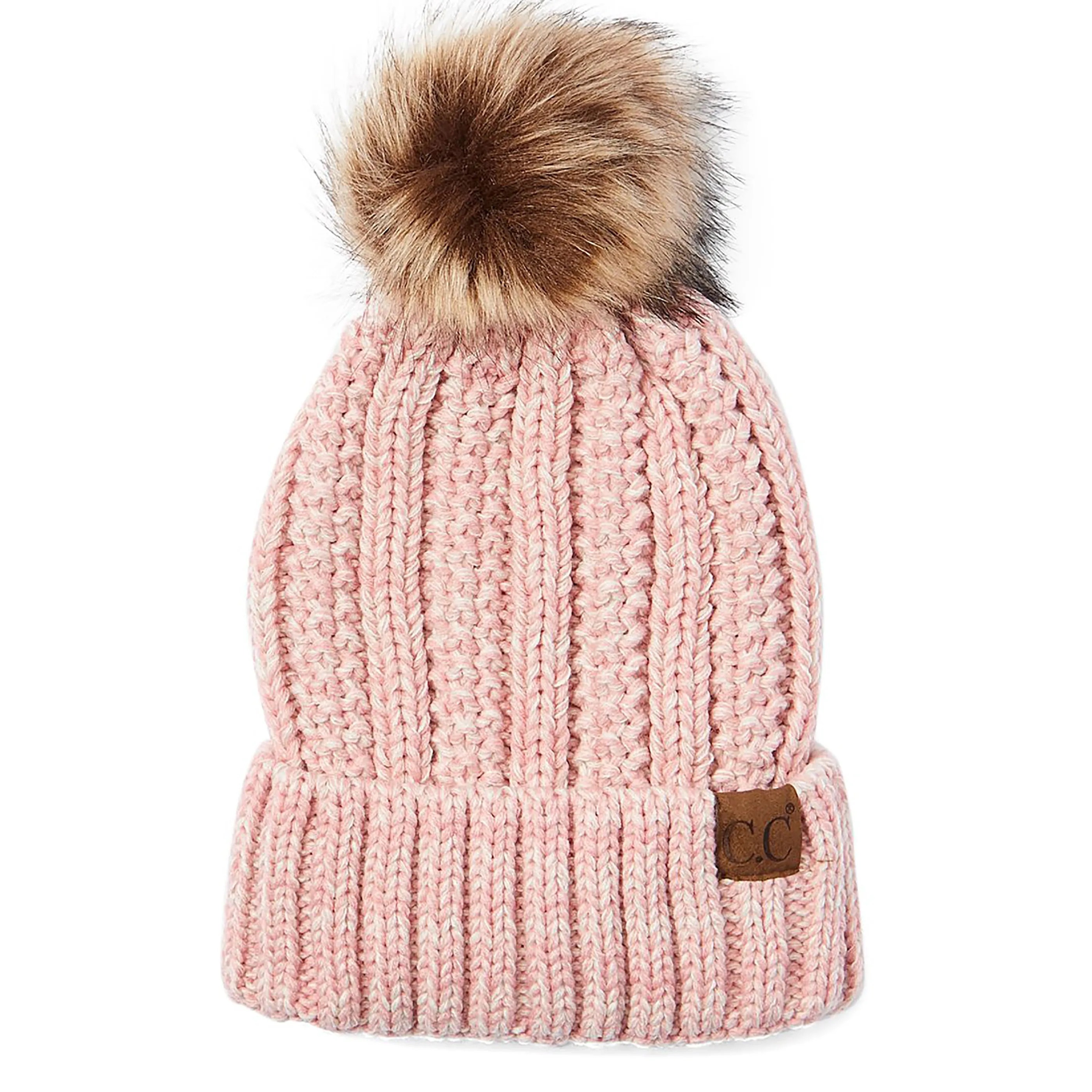 CC Fleece Lined - Cable Knit Pom Beanie