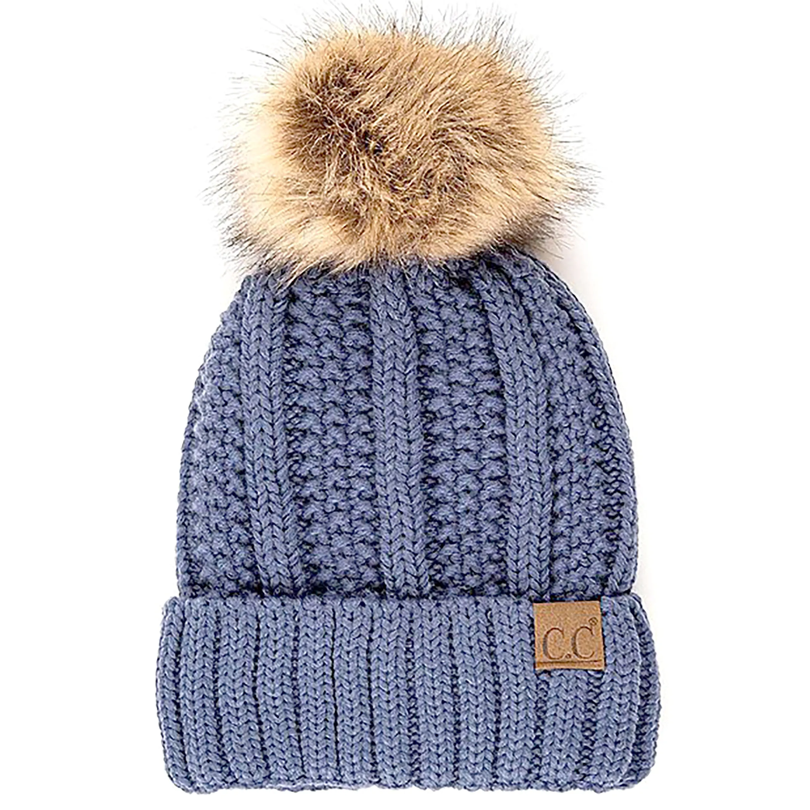 CC Fleece Lined - Cable Knit Pom Beanie