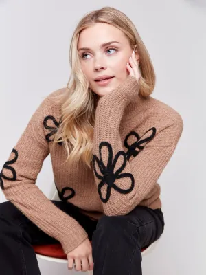 Charlie B Mock Neck Sweater in Truffle