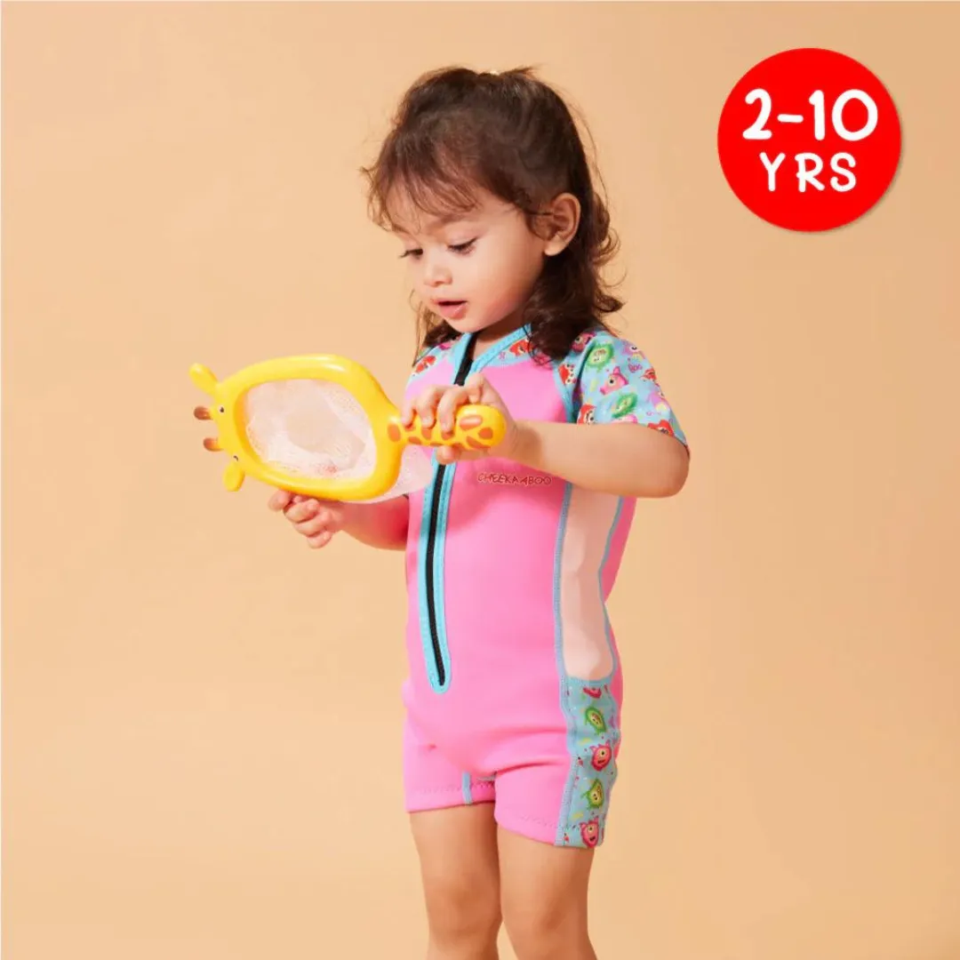 Cheekaaboo Wobbie Toddler Thermal Swimsuit UPF50  - Pink Monster