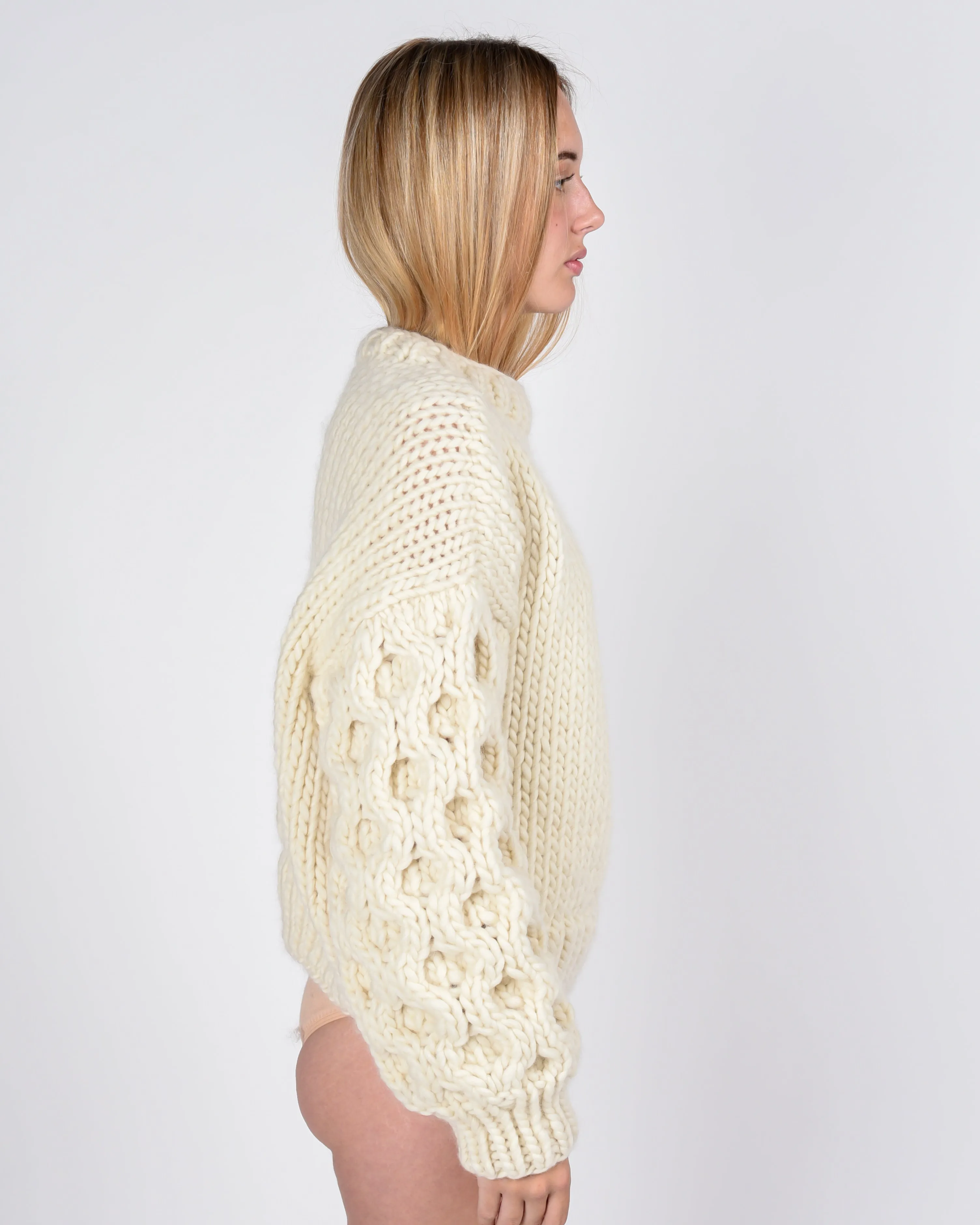 Chunky honey crewneck in cream