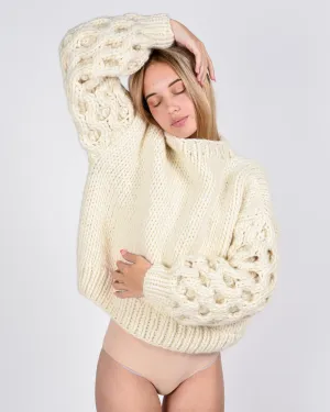 Chunky honey crewneck in cream