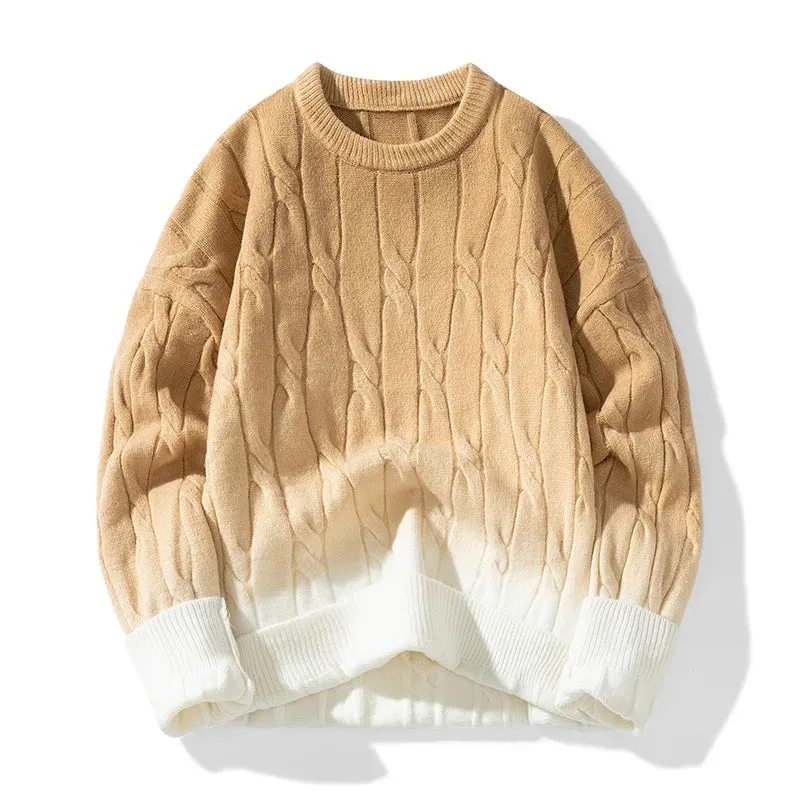 Chunky Twist Knit Pullover Sweater