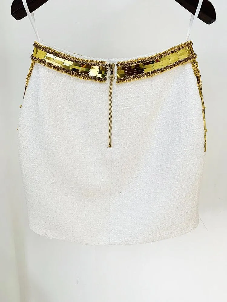 Cleo Beaded Tweed Mini Skirt