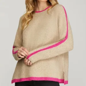 Contrast Trim Oversized Knit Sweater