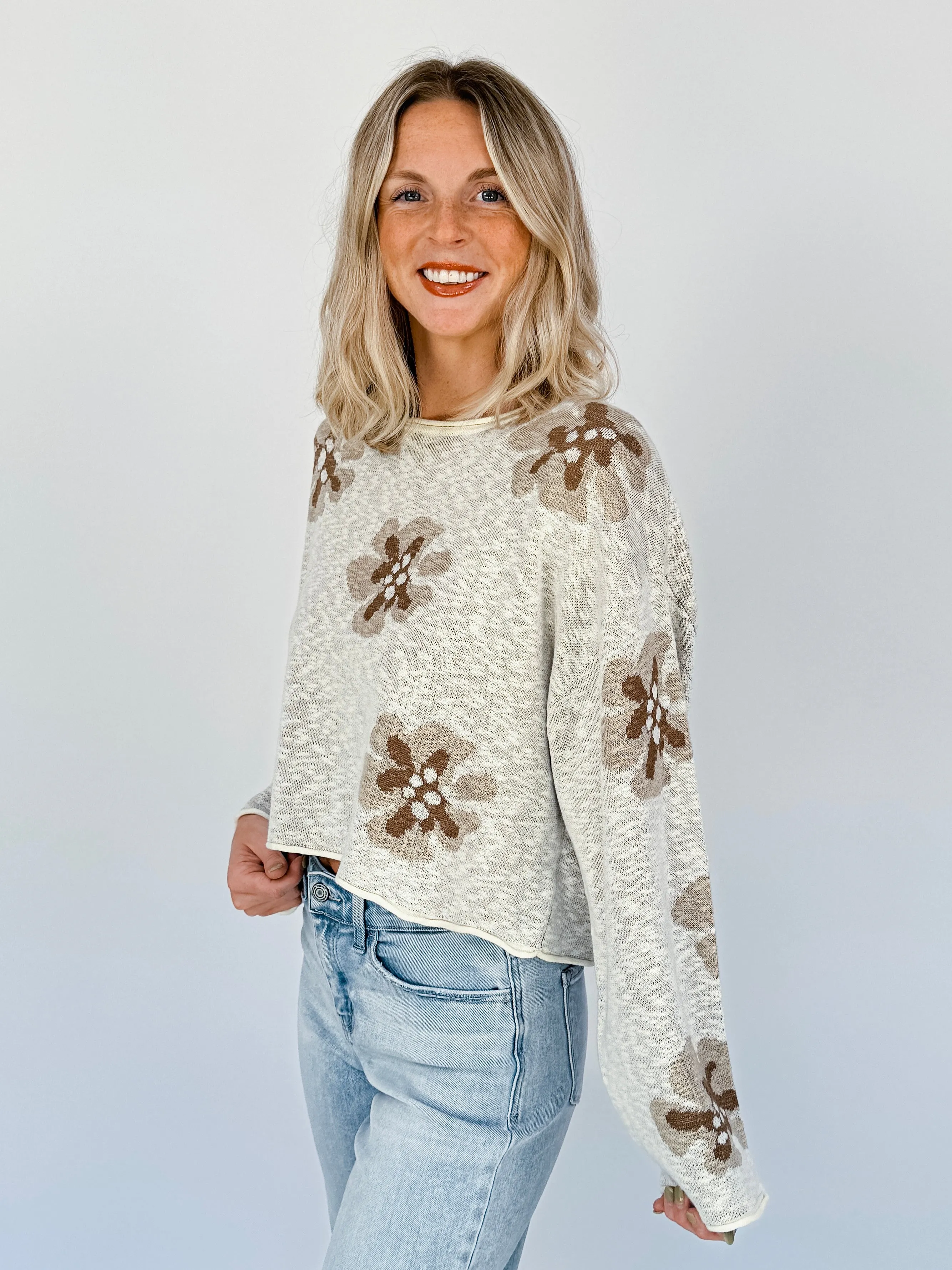 Darlynn Floral Crop Sweater