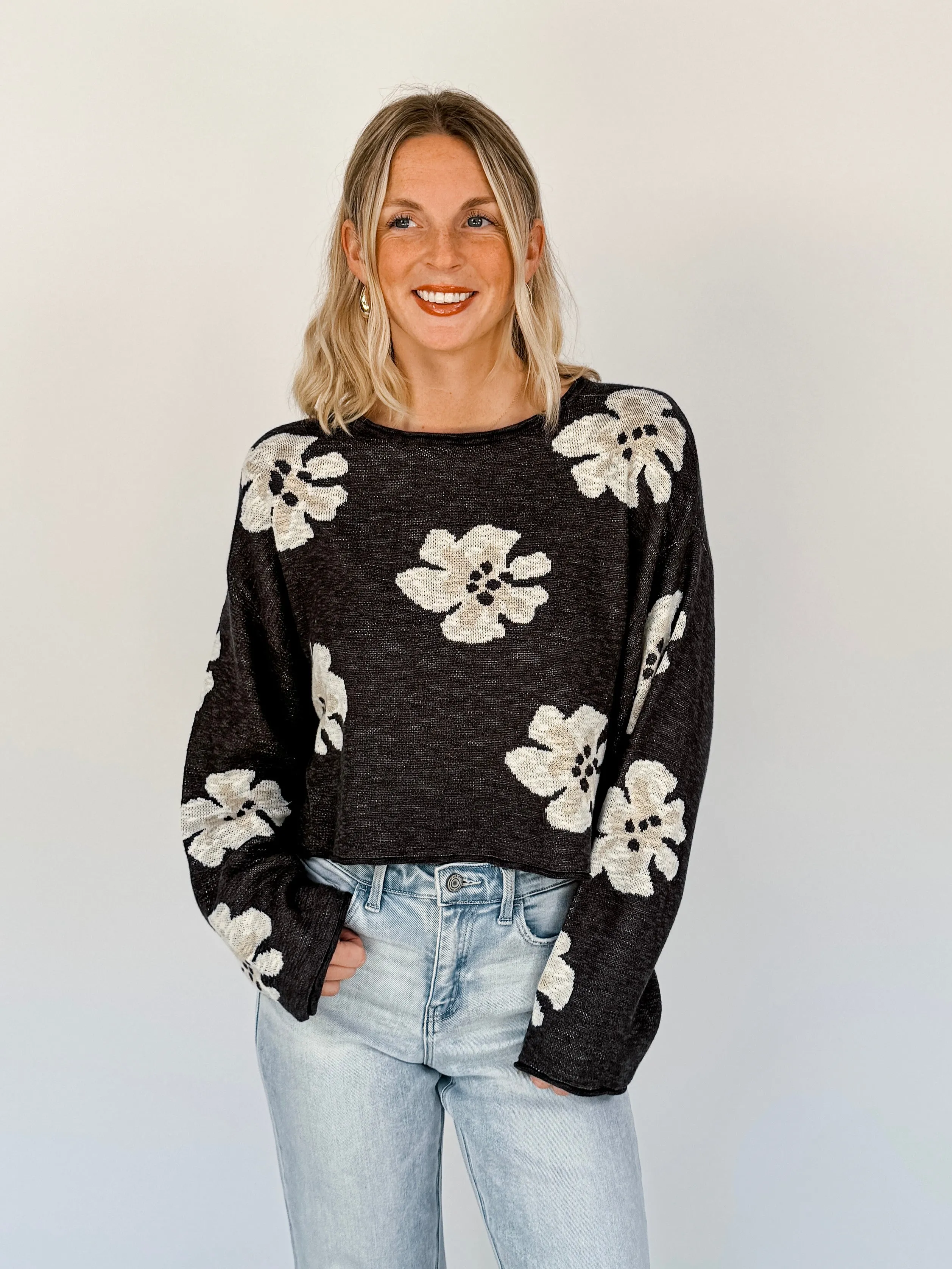 Darlynn Floral Crop Sweater