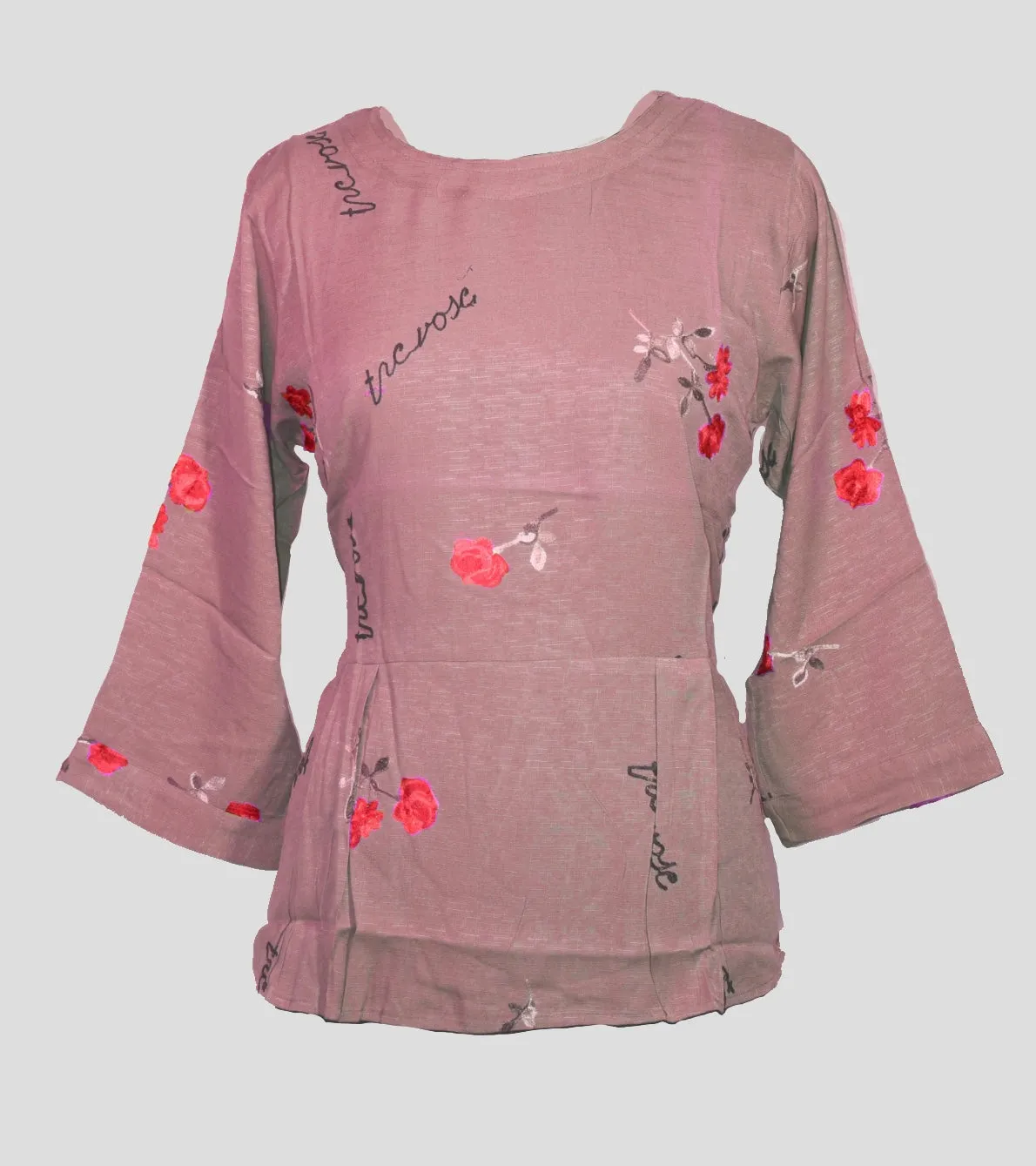 Floral Embroidery With Fonts Top | Women