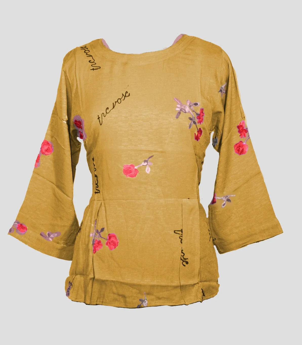 Floral Embroidery With Fonts Top | Women