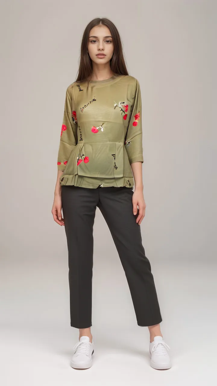 Floral Embroidery With Fonts Top | Women