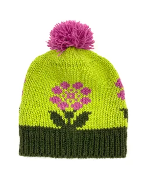 Flower Beanie with Pom Pom