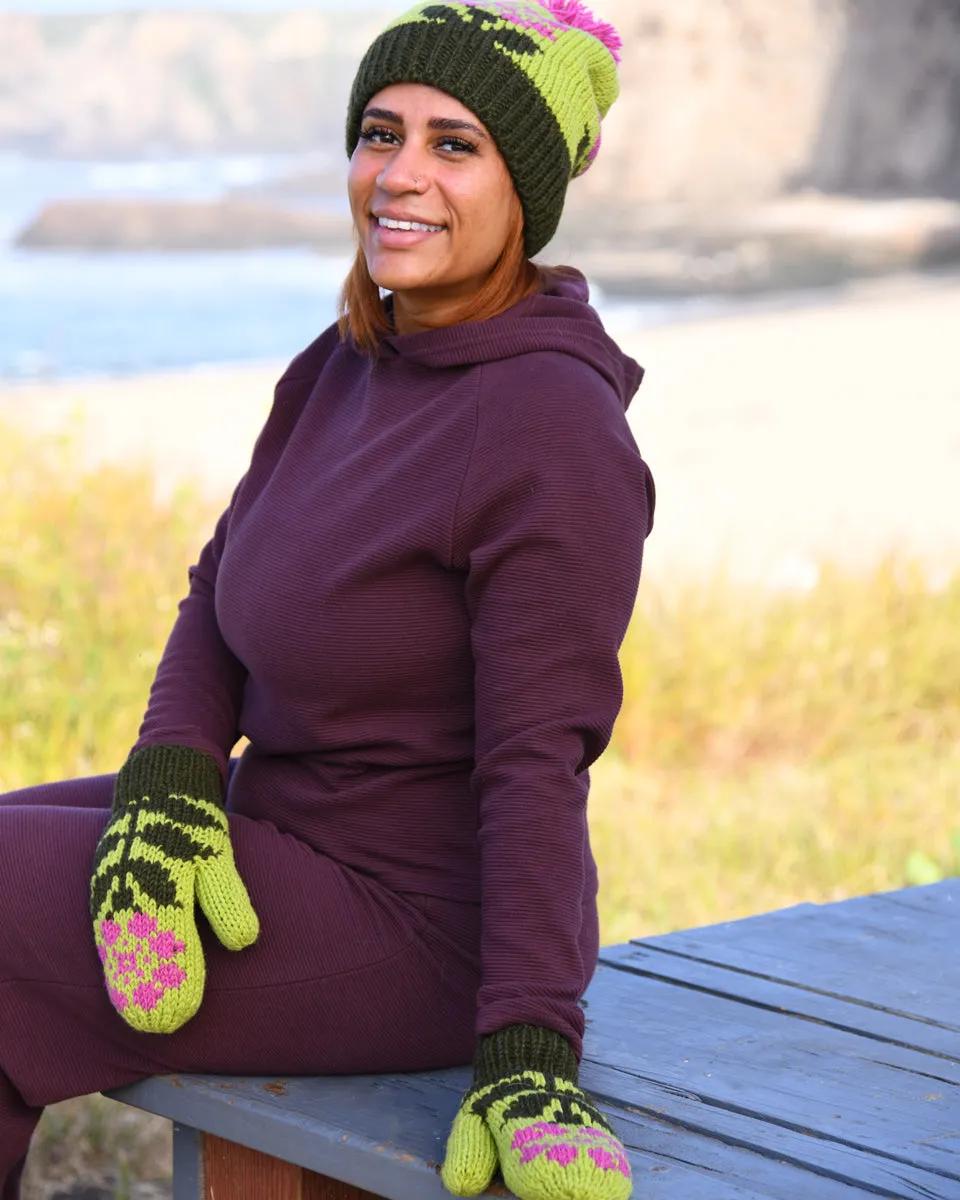 Flower Beanie with Pom Pom