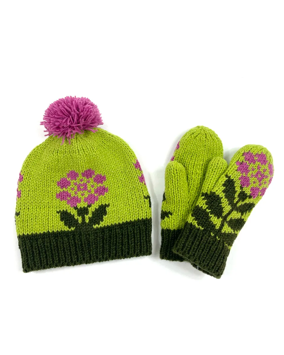 Flower Beanie with Pom Pom