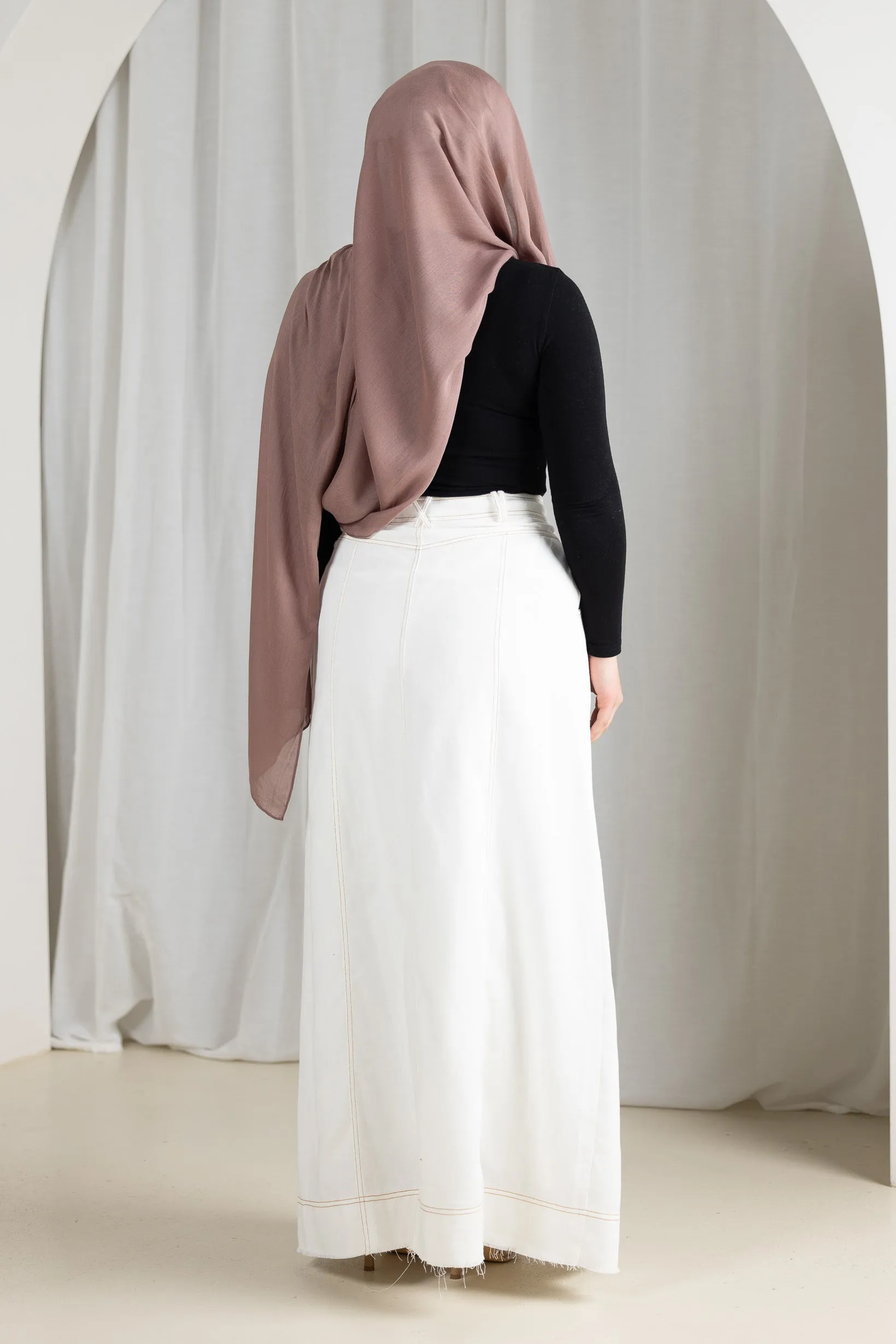 Fray Hem Zip Skirt