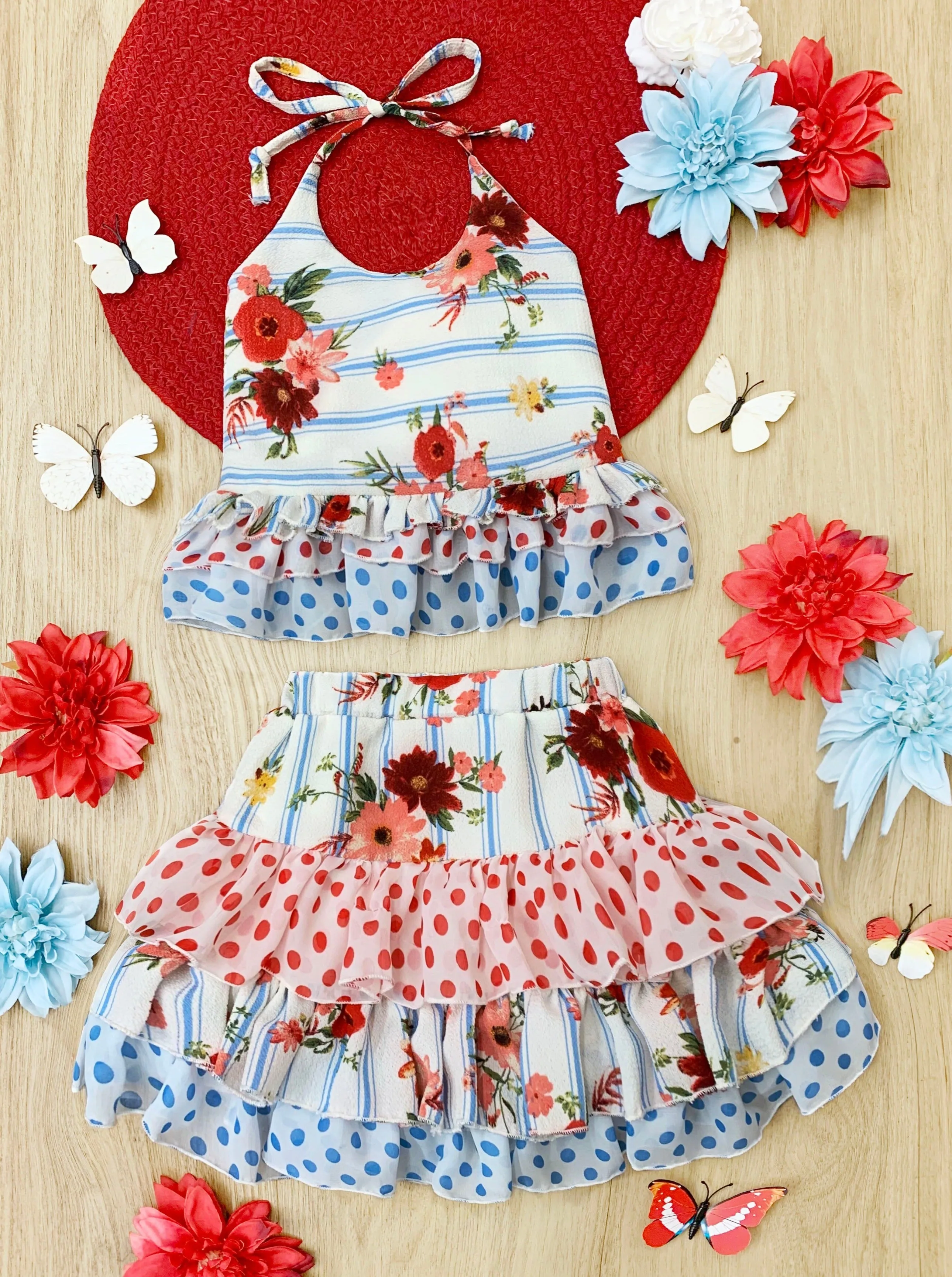 Friends Forever Ruffled Halter Skirt Set