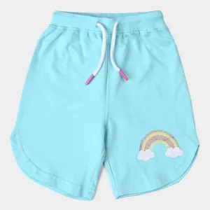 Girls Cotton Terry Short Rainbow-T.Turquoise