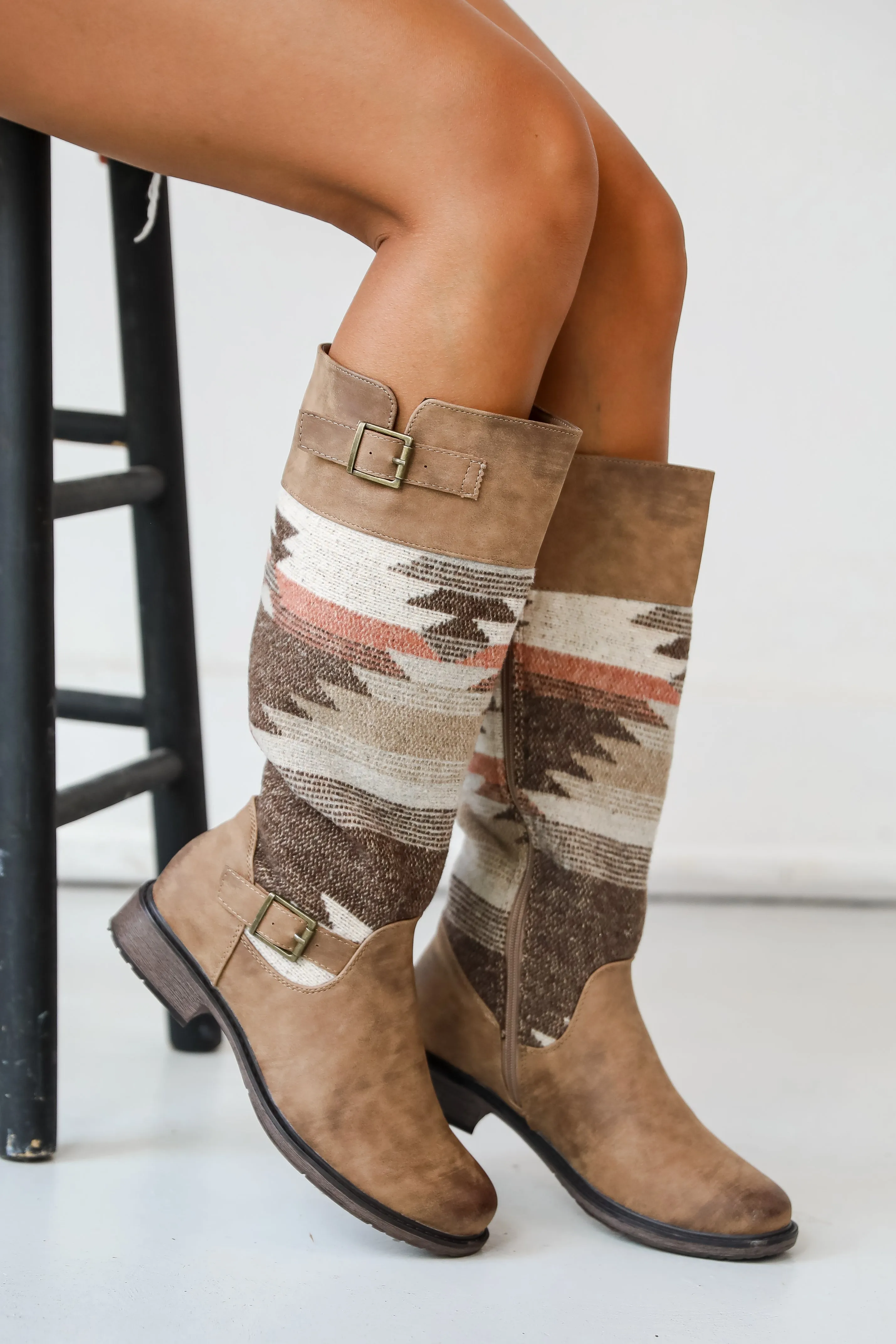 Gone Out West Taupe Aztec Boots