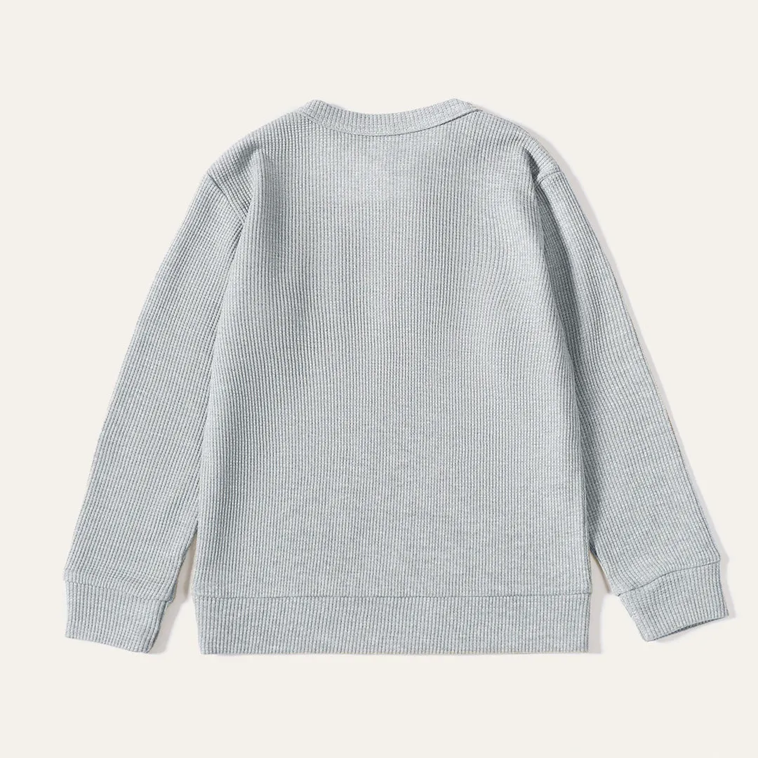 Grey Waffle Knit Henley