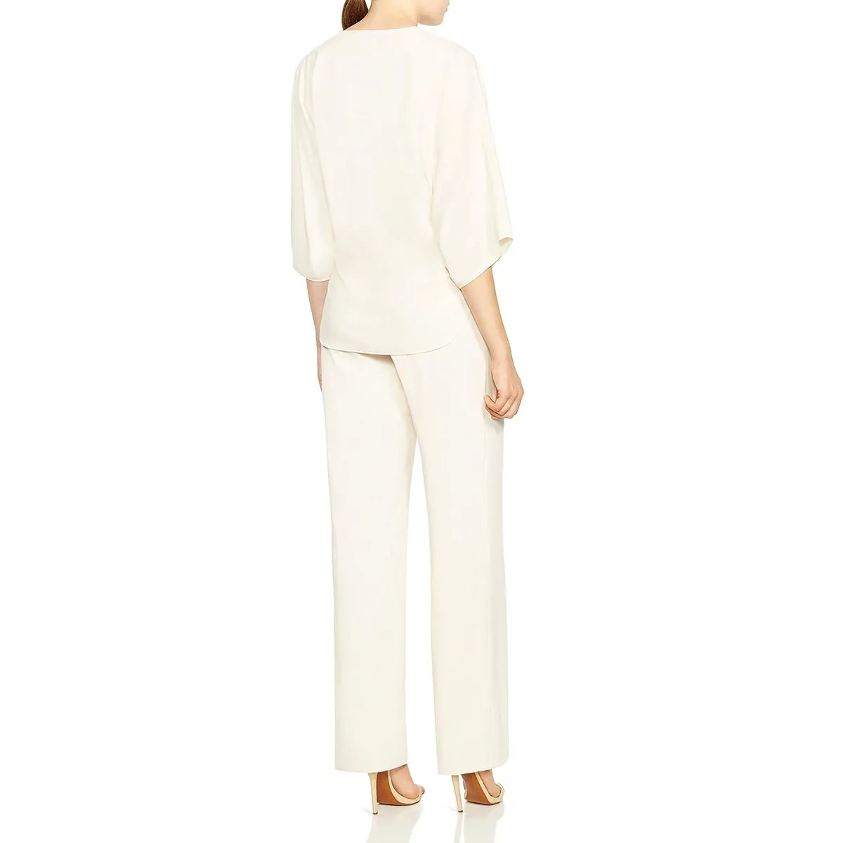 Halston Heritage Womens Wrap Wide Leg Jumpsuit