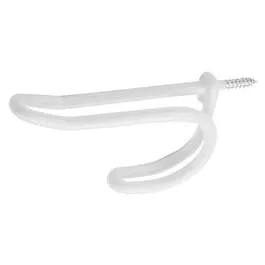 Hat & Coat Hook, Screw-In, White Vinyl-Coated Wire, 2-Pk.