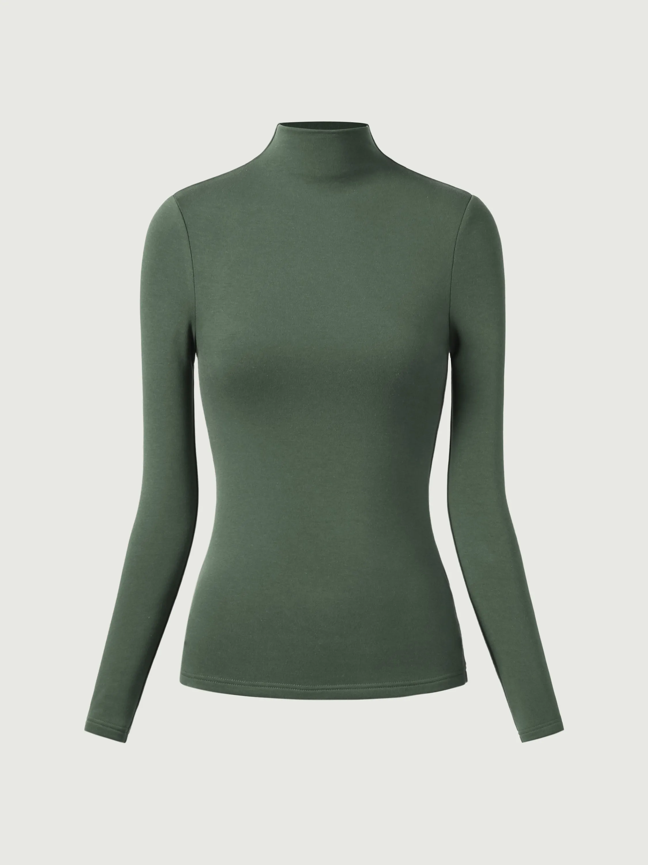 Hip-Length Mockneck Top-Brushed Inside