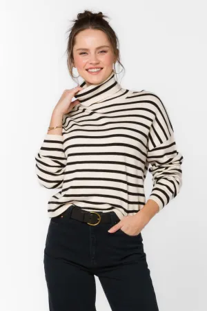 Kipp Black Off White Stripe Sweater