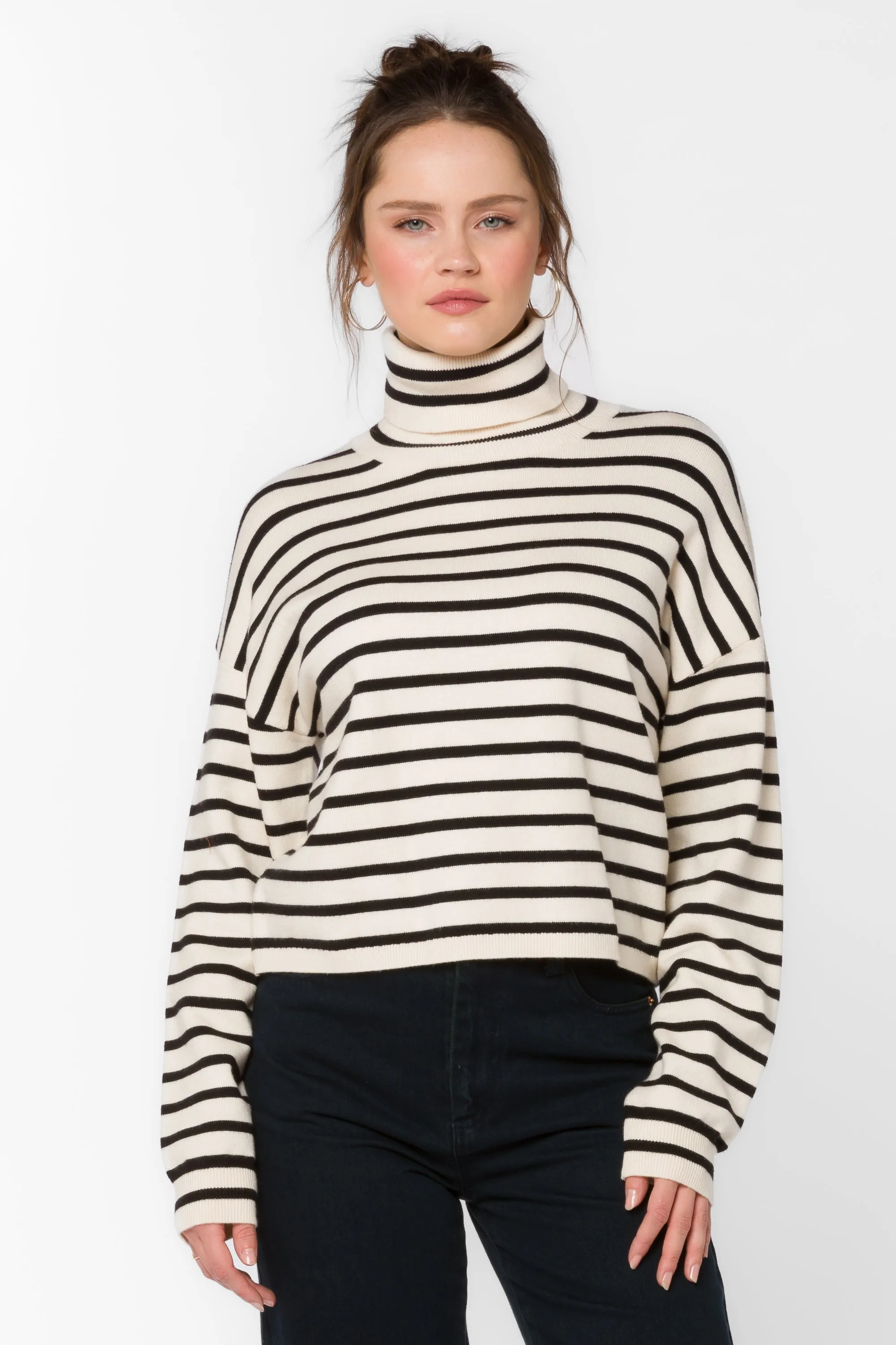 Kipp Black Off White Stripe Sweater