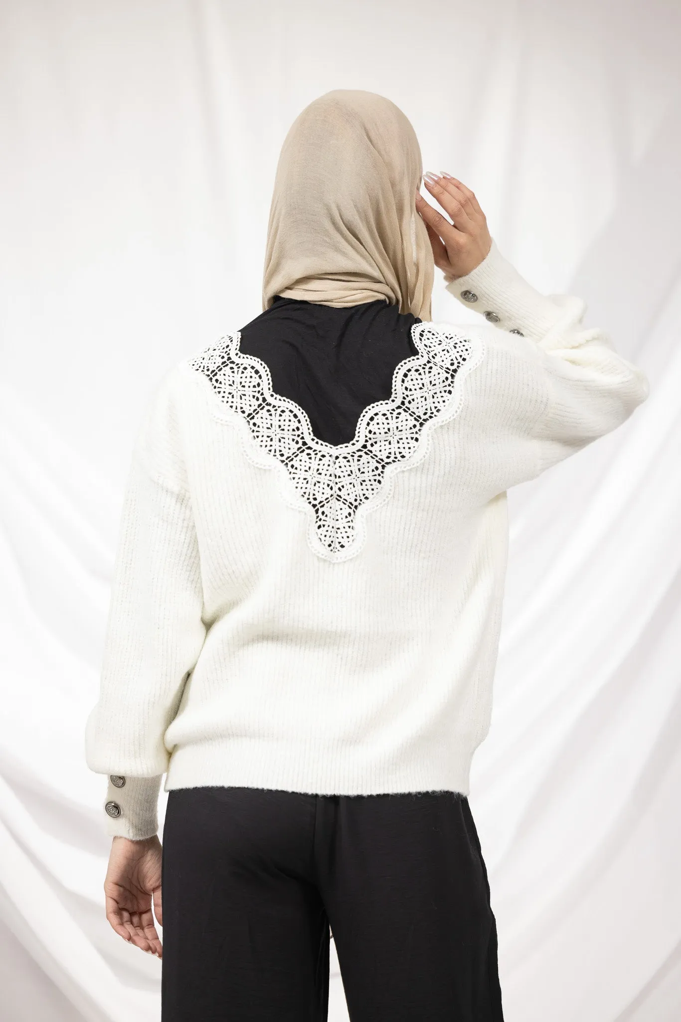 Lace Front Crop Knit Jumper