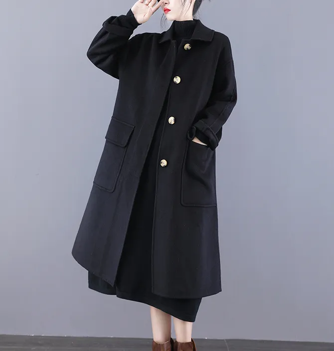 Long Double Face Wool Coat Handmade Long Warm Long Women Wool Coat Jacket/5600