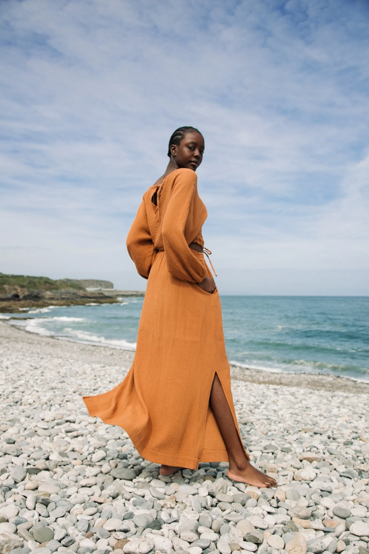 Lulu Organic Cotton Skirt in Pecan by HANNAH BEAUMONT