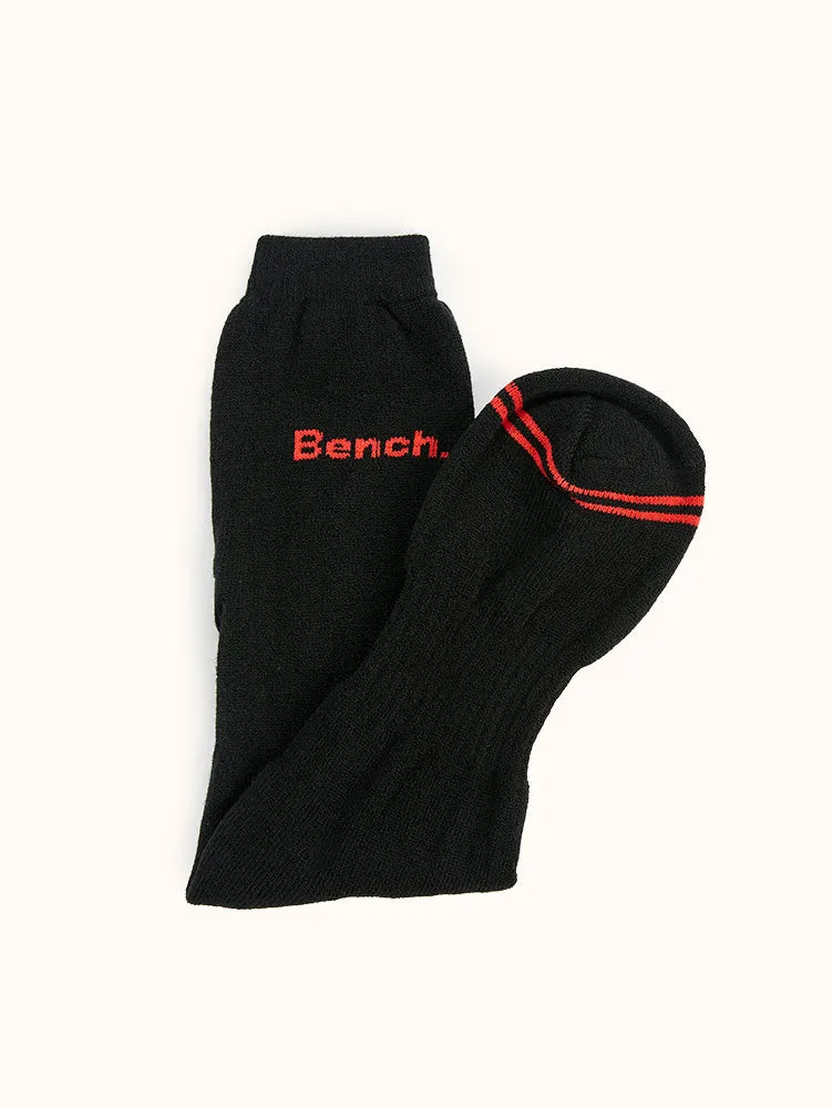 Men's Full Cushion Thermal Crew Socks (2 Pairs) - Black/Red