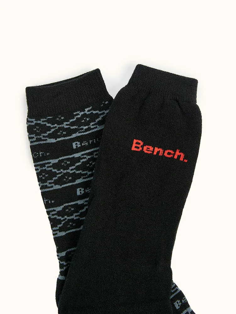 Men's Full Cushion Thermal Crew Socks (2 Pairs) - Black/Red