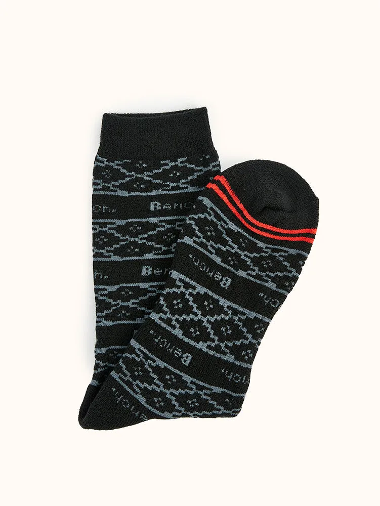 Men's Full Cushion Thermal Crew Socks (2 Pairs) - Black/Red