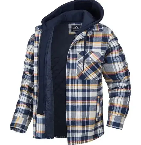 Men's Thick Padded Plaid Jacket