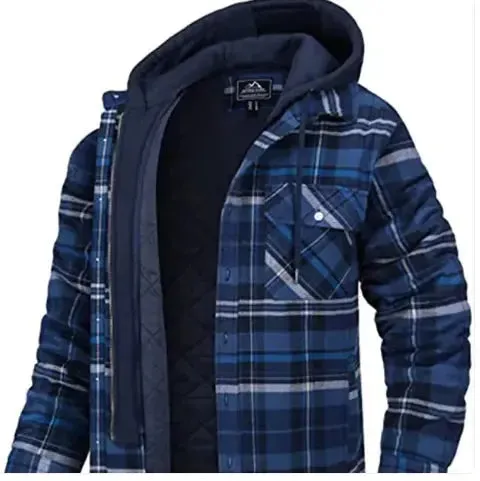 Men's Thick Padded Plaid Jacket