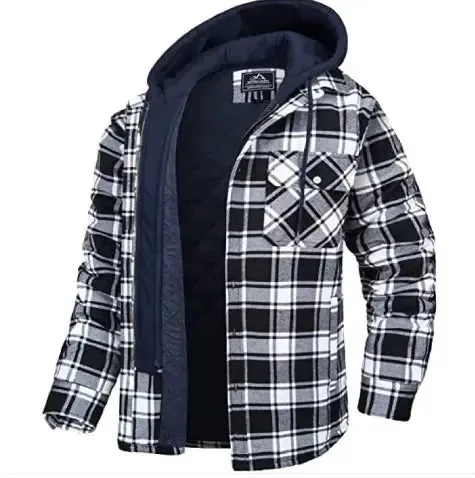 Men's Thick Padded Plaid Jacket