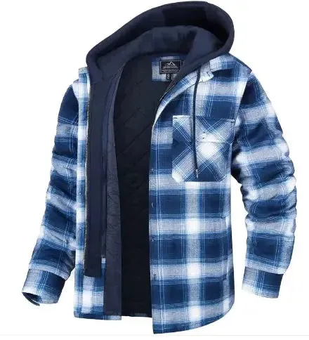 Men's Thick Padded Plaid Jacket