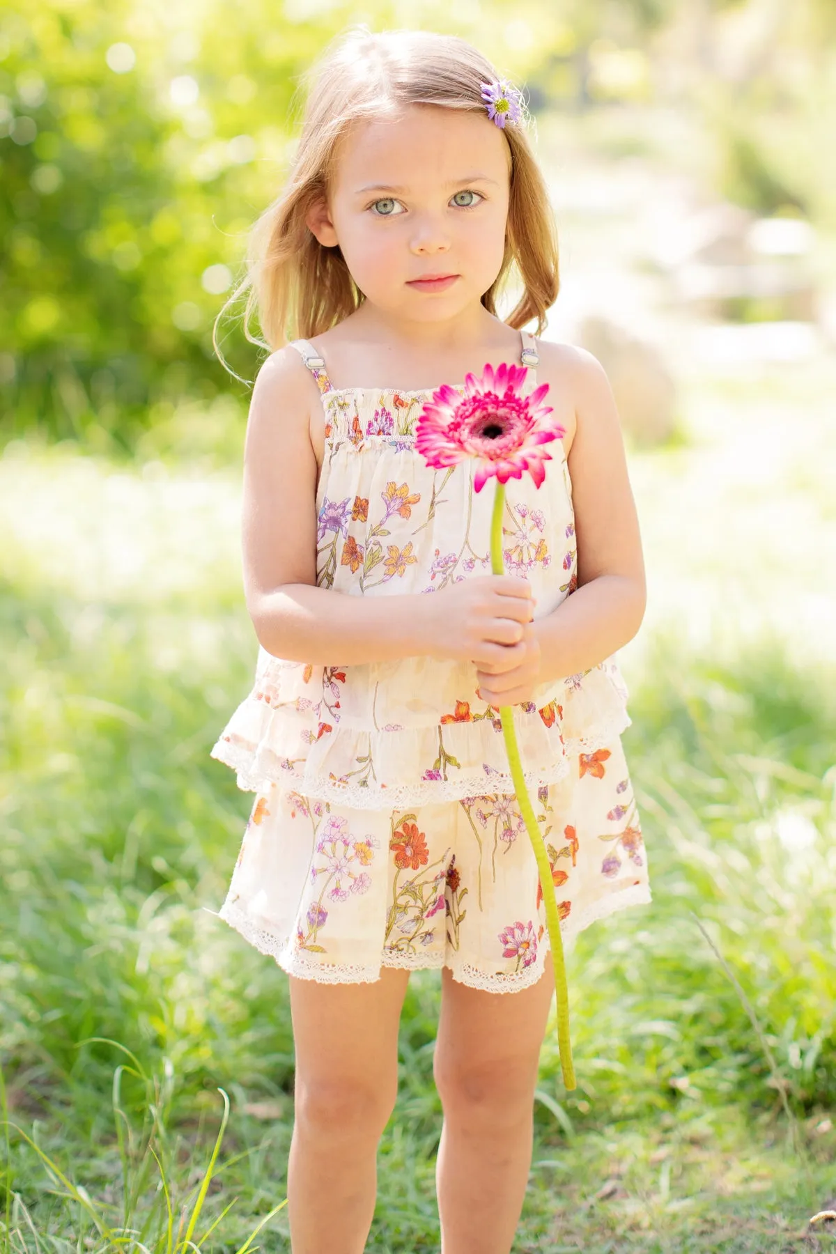 Mimi & Maggie Botanical Flowers Girls Romper