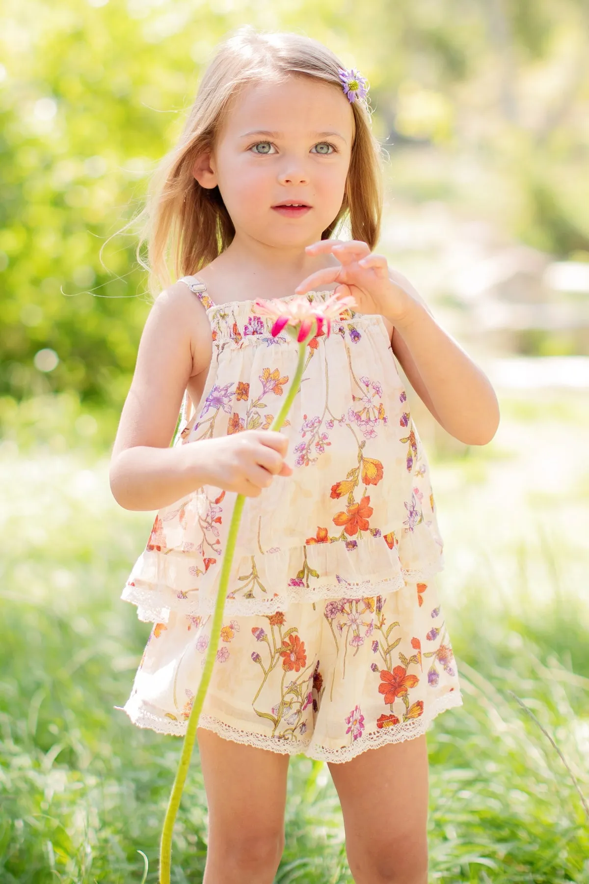 Mimi & Maggie Botanical Flowers Girls Romper