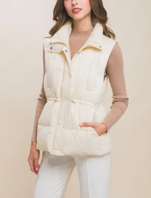 Moonbeam Zip Up Button Puffer Vest