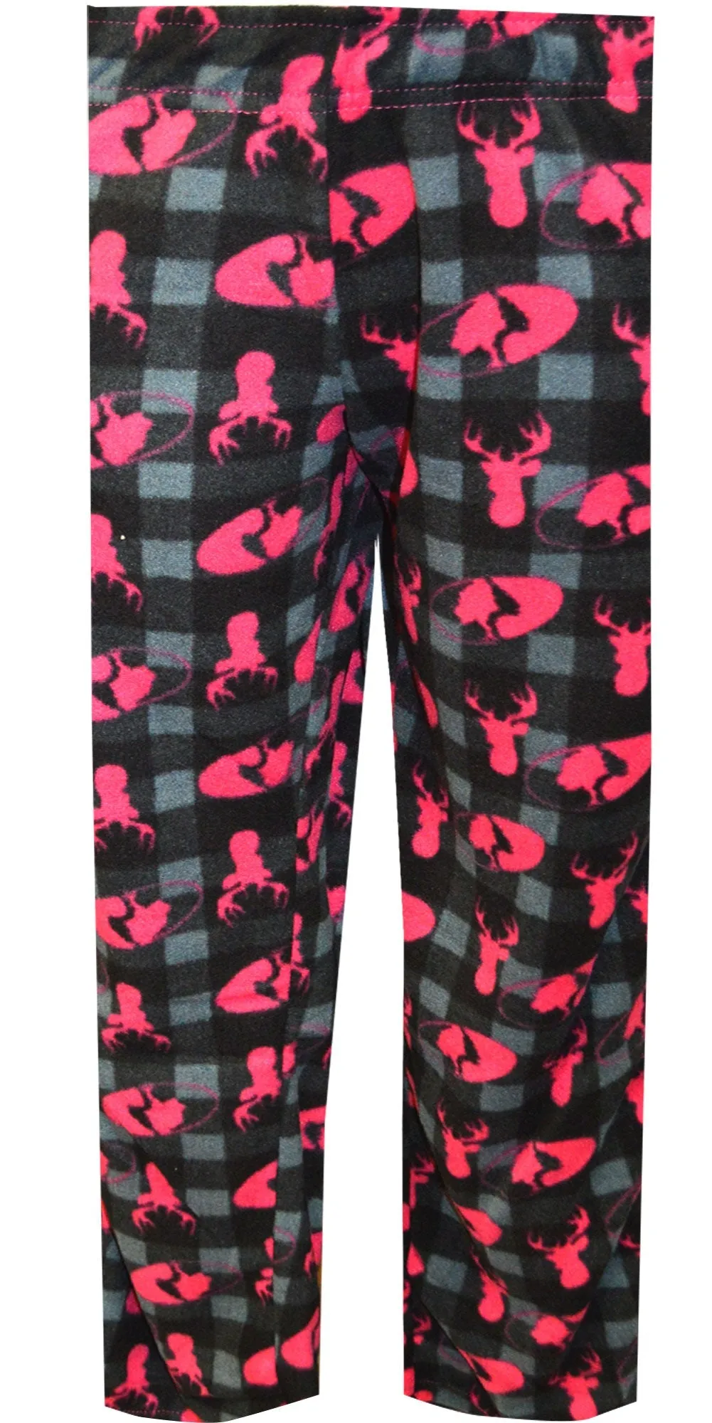 Mossy Oak Women's Black and Pink Plaid Fleece Lounge Pant