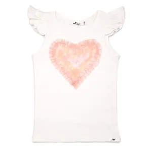 oh baby! Cotton Flutter Tank - Tulle Pastel Rainbow Heart - Cream